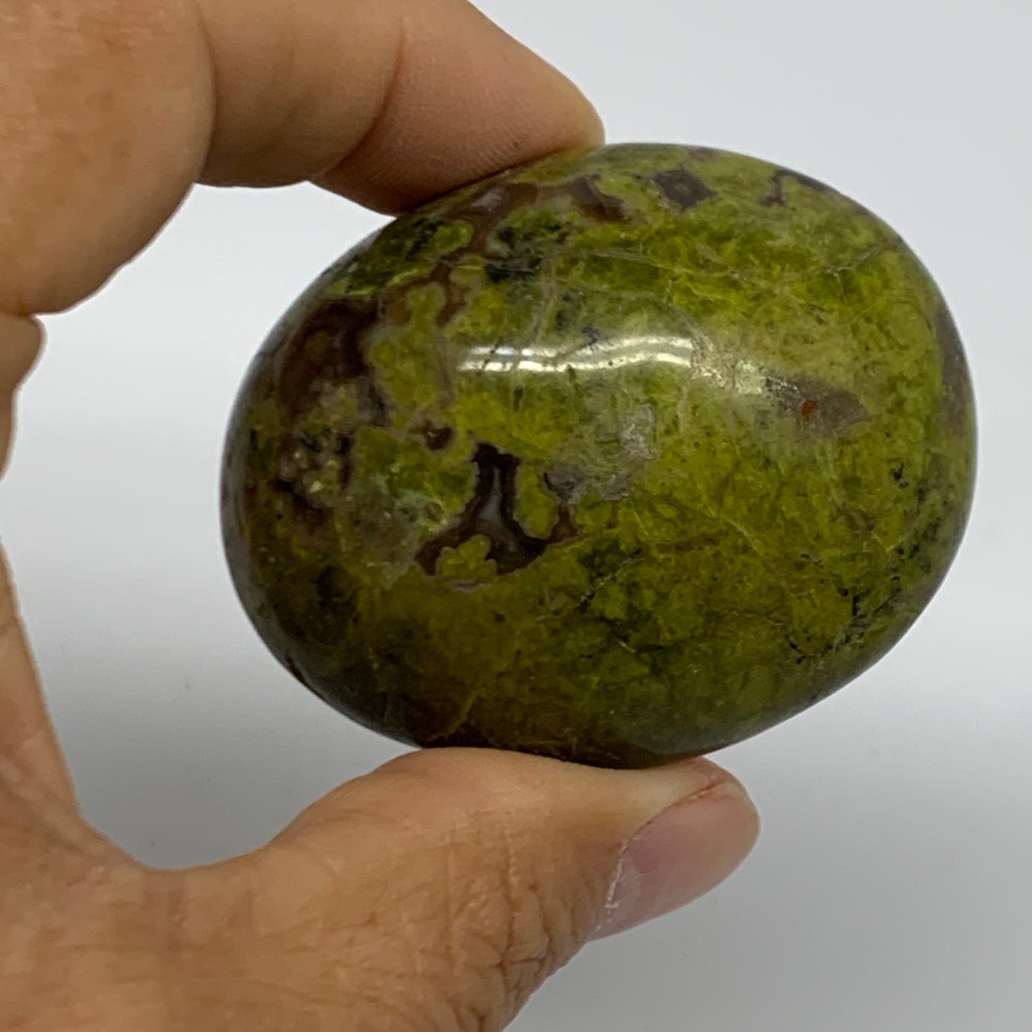 162.7g, 2.1"-2.2", 2pcs, Green Opal Crystal PalmStone Polished Reiki, B38315