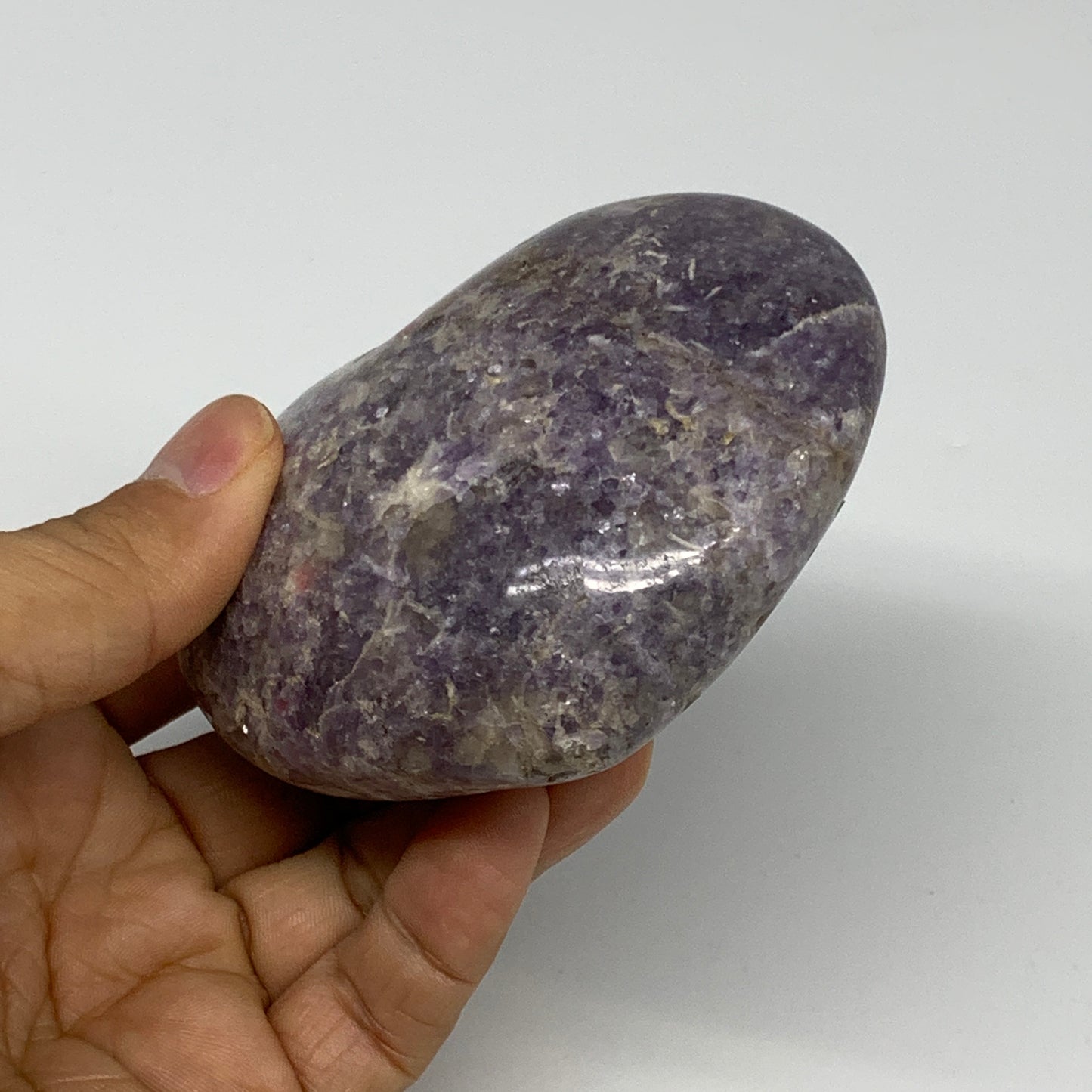 0.7 lbs, 2.8"x3.4"x1.5", Natural Lepidolite Heart Crystal Gemstone, B30986