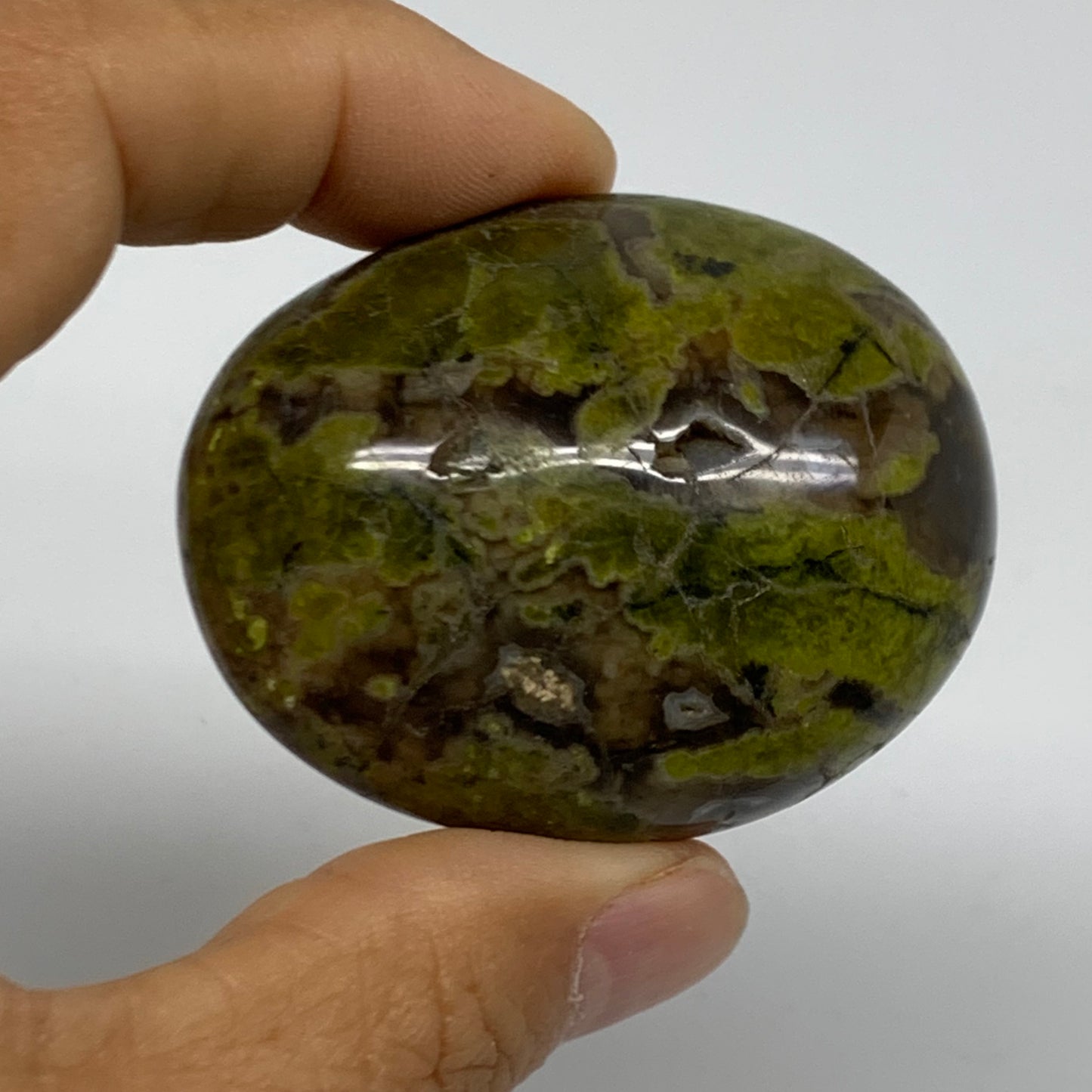 162.7g, 2.1"-2.2", 2pcs, Green Opal Crystal PalmStone Polished Reiki, B38315