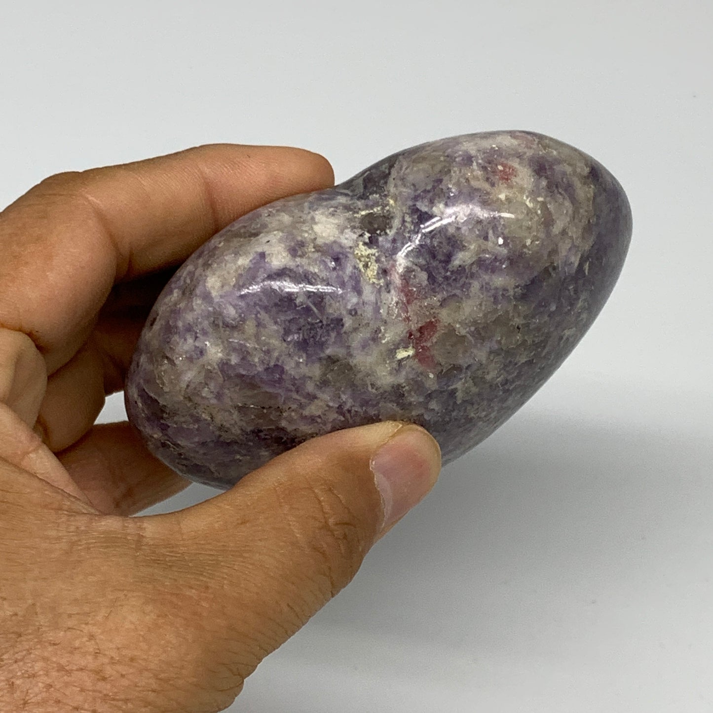 0.7 lbs, 2.8"x3.4"x1.5", Natural Lepidolite Heart Crystal Gemstone, B30986