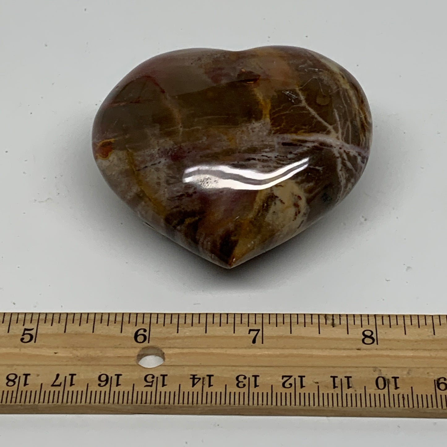0.40 lbs, 2.5"x2.7"x1.4", Natural Petrified Wood Heart Polished Crystal, B37455