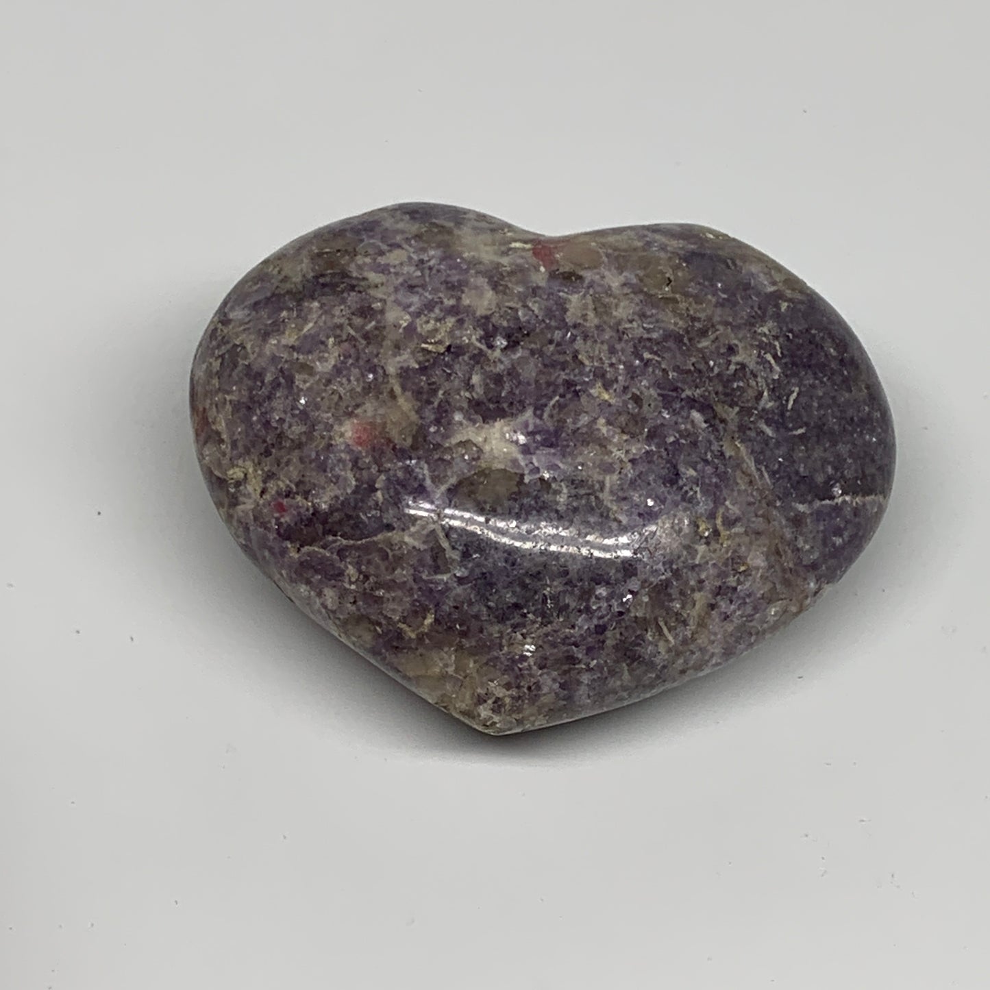 0.7 lbs, 2.8"x3.4"x1.5", Natural Lepidolite Heart Crystal Gemstone, B30986