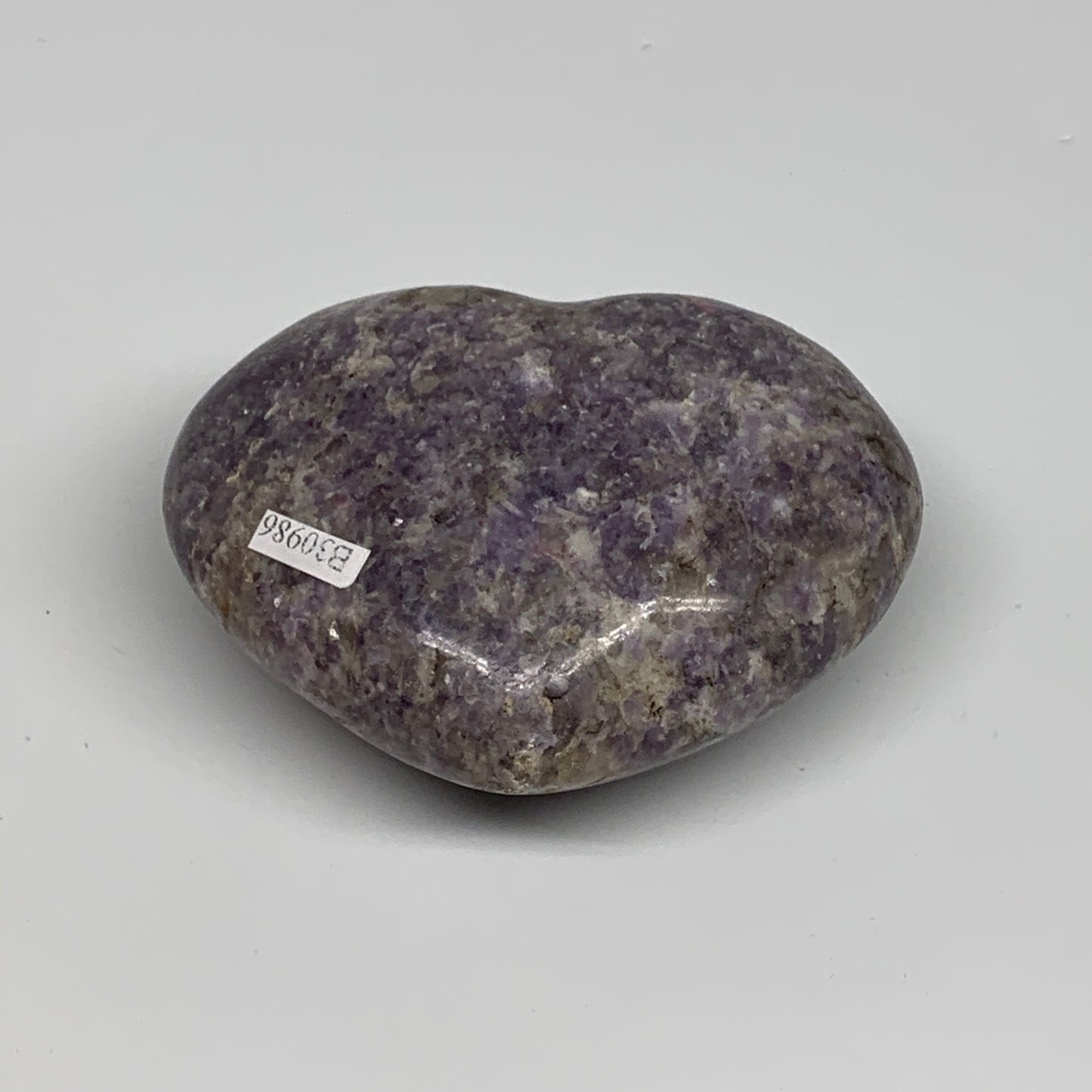 0.7 lbs, 2.8"x3.4"x1.5", Natural Lepidolite Heart Crystal Gemstone, B30986