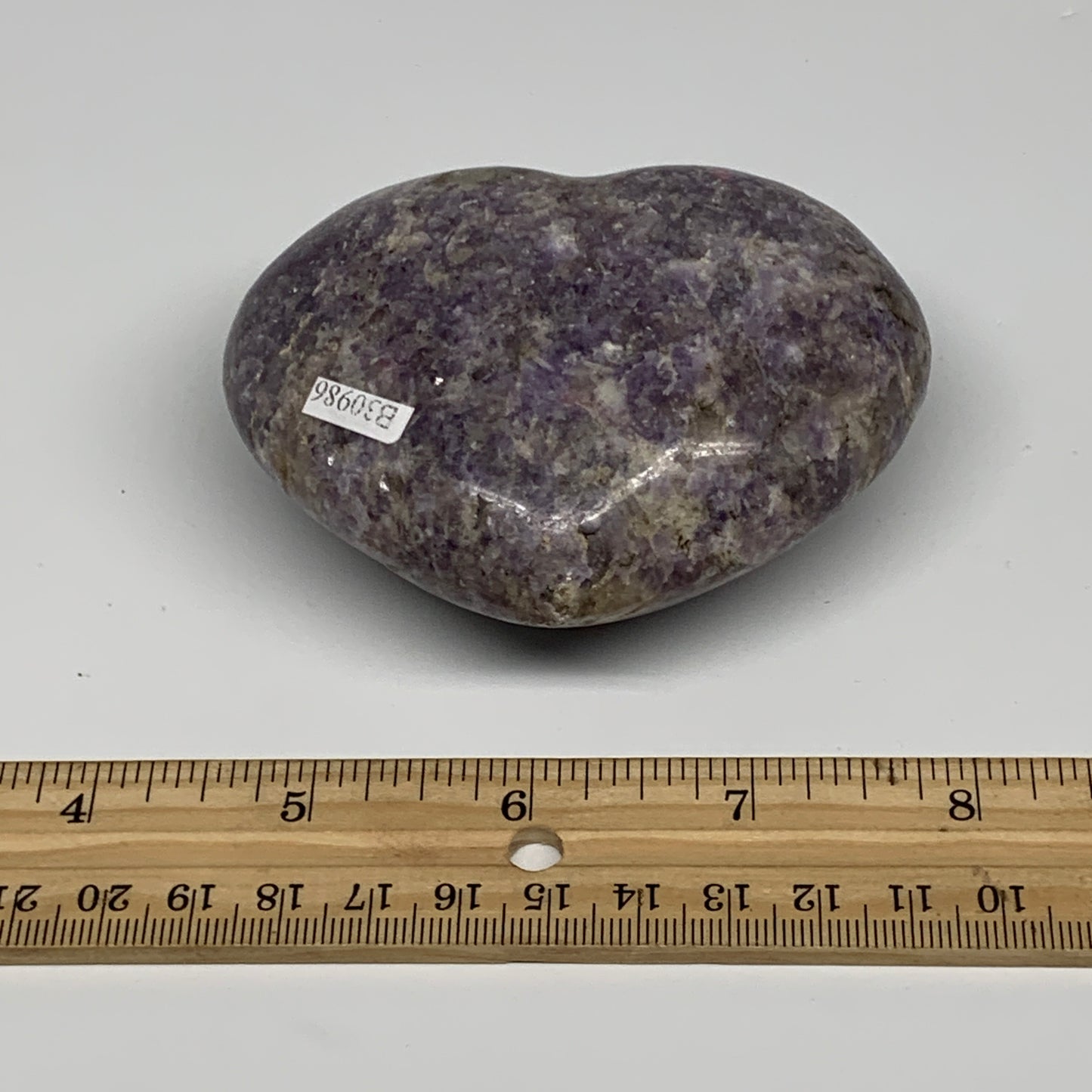 0.7 lbs, 2.8"x3.4"x1.5", Natural Lepidolite Heart Crystal Gemstone, B30986