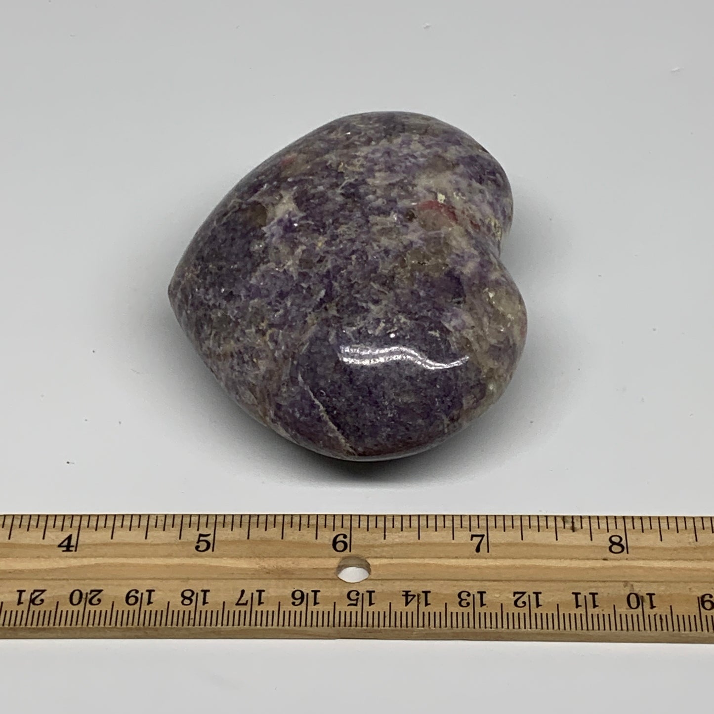 0.7 lbs, 2.8"x3.4"x1.5", Natural Lepidolite Heart Crystal Gemstone, B30986
