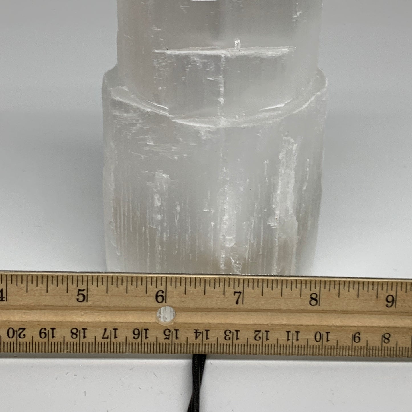 2 lbs, 5.9"x3", Raw Rough Selenite (Satin Spar) Lamp Tower, 6ft Chord, B35873