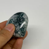 63.3g, 1.8"x2"x0.8", Natural Moss Agate Heart Crystal Gemstone @India, B29535