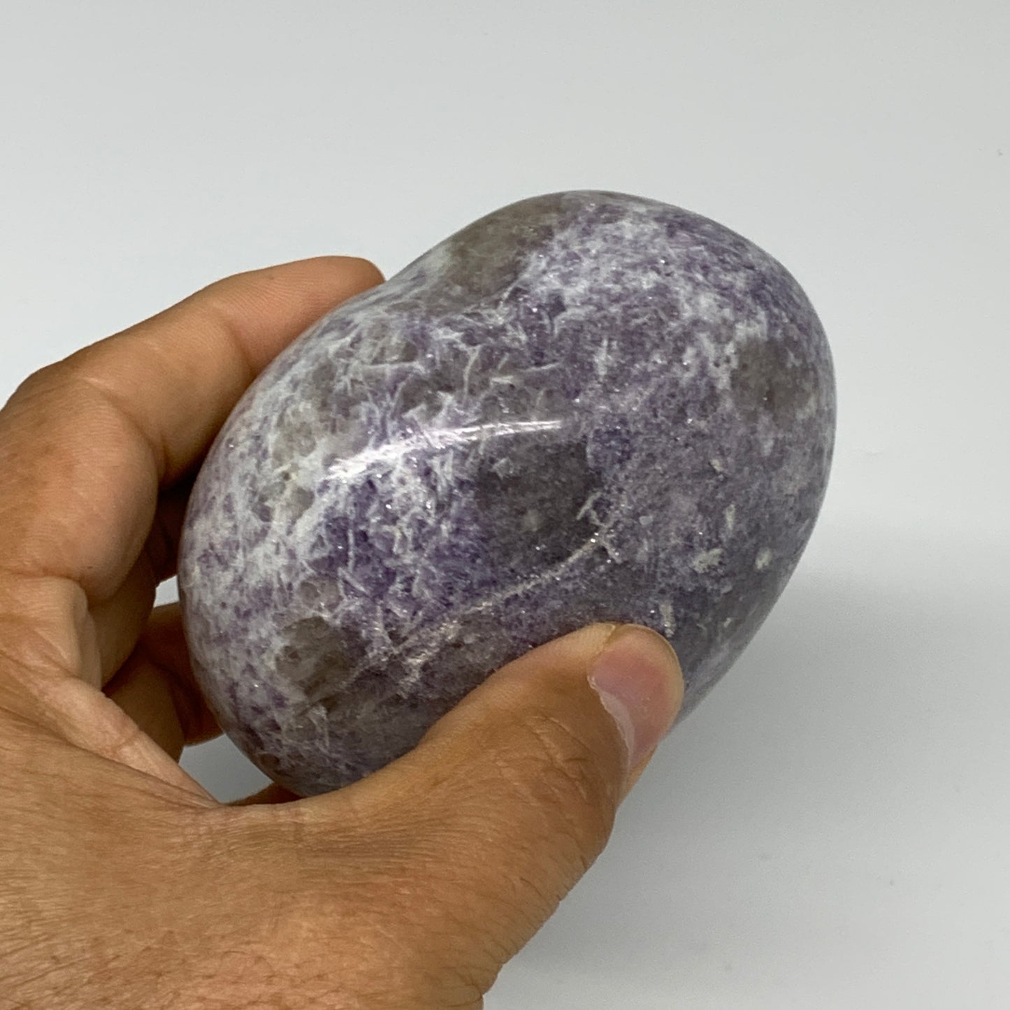 0.91 lbs, 3.1"x3.3"x1.8", Natural Lepidolite Heart Crystal Gemstone, B30987