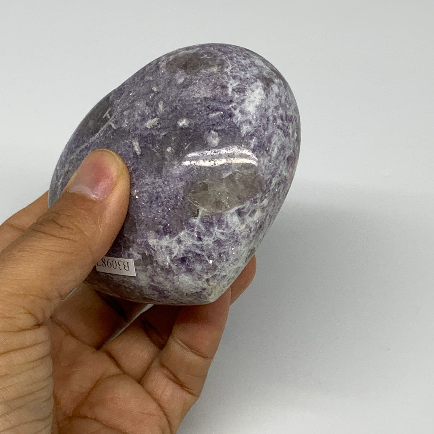 0.91 lbs, 3.1"x3.3"x1.8", Natural Lepidolite Heart Crystal Gemstone, B30987