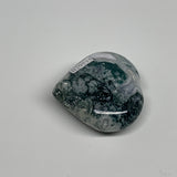 63.3g, 1.8"x2"x0.8", Natural Moss Agate Heart Crystal Gemstone @India, B29535