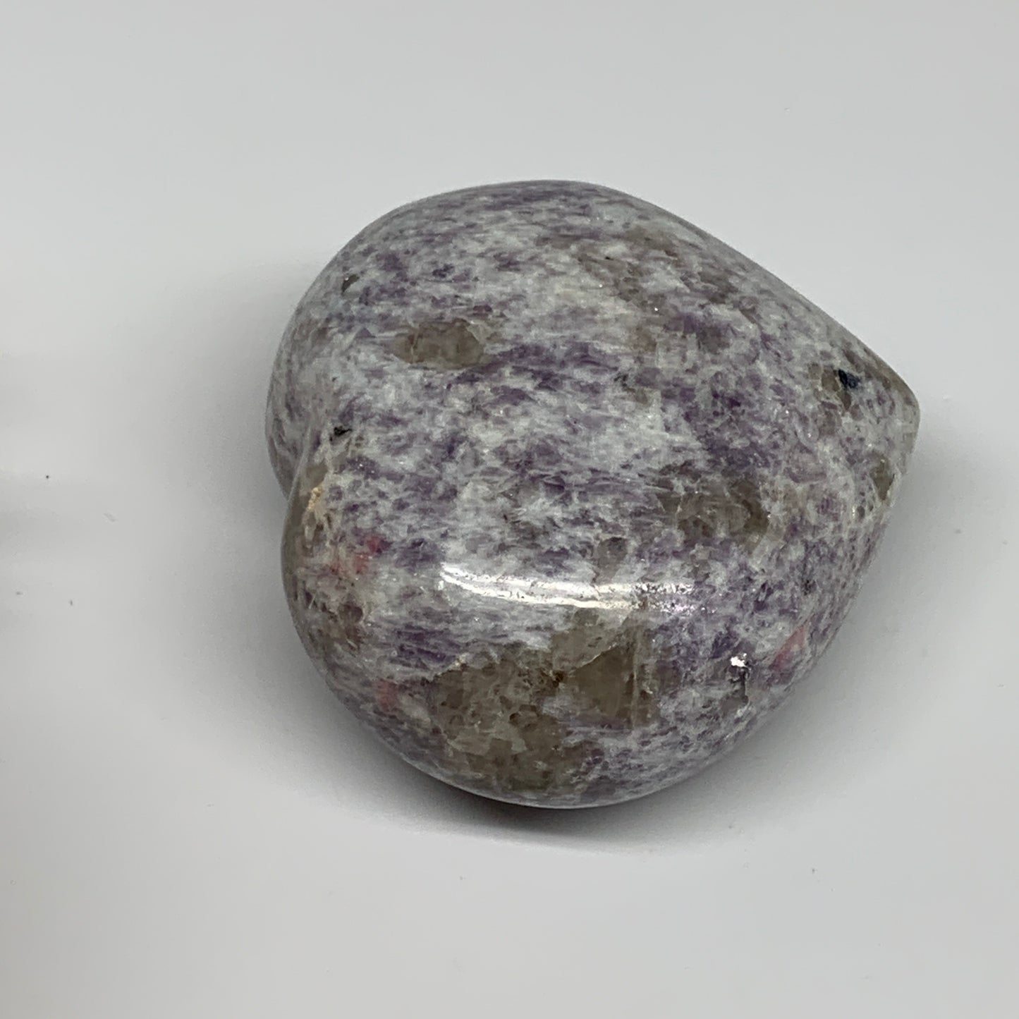 0.91 lbs, 3.1"x3.3"x1.8", Natural Lepidolite Heart Crystal Gemstone, B30987