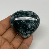 68.3g, 1.9"x2.1"x0.8", Natural Moss Agate Heart Crystal Gemstone @India, B29536