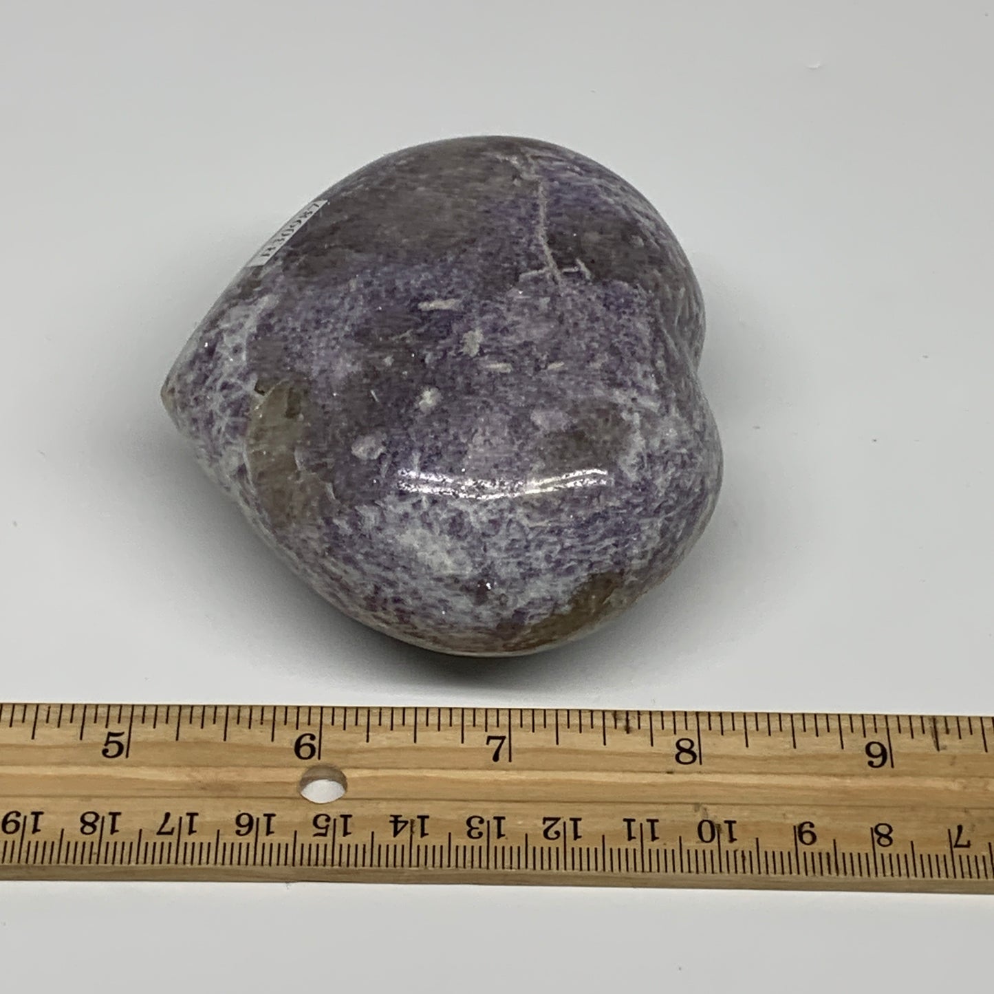 0.91 lbs, 3.1"x3.3"x1.8", Natural Lepidolite Heart Crystal Gemstone, B30987