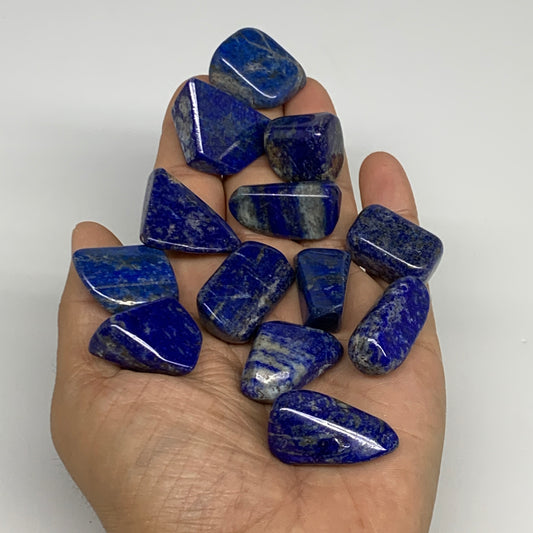 147.7g,0.8"-1.1", 13pcs, Natural Lapis Lazuli Tumbled Stone @Afghanistan, B30255