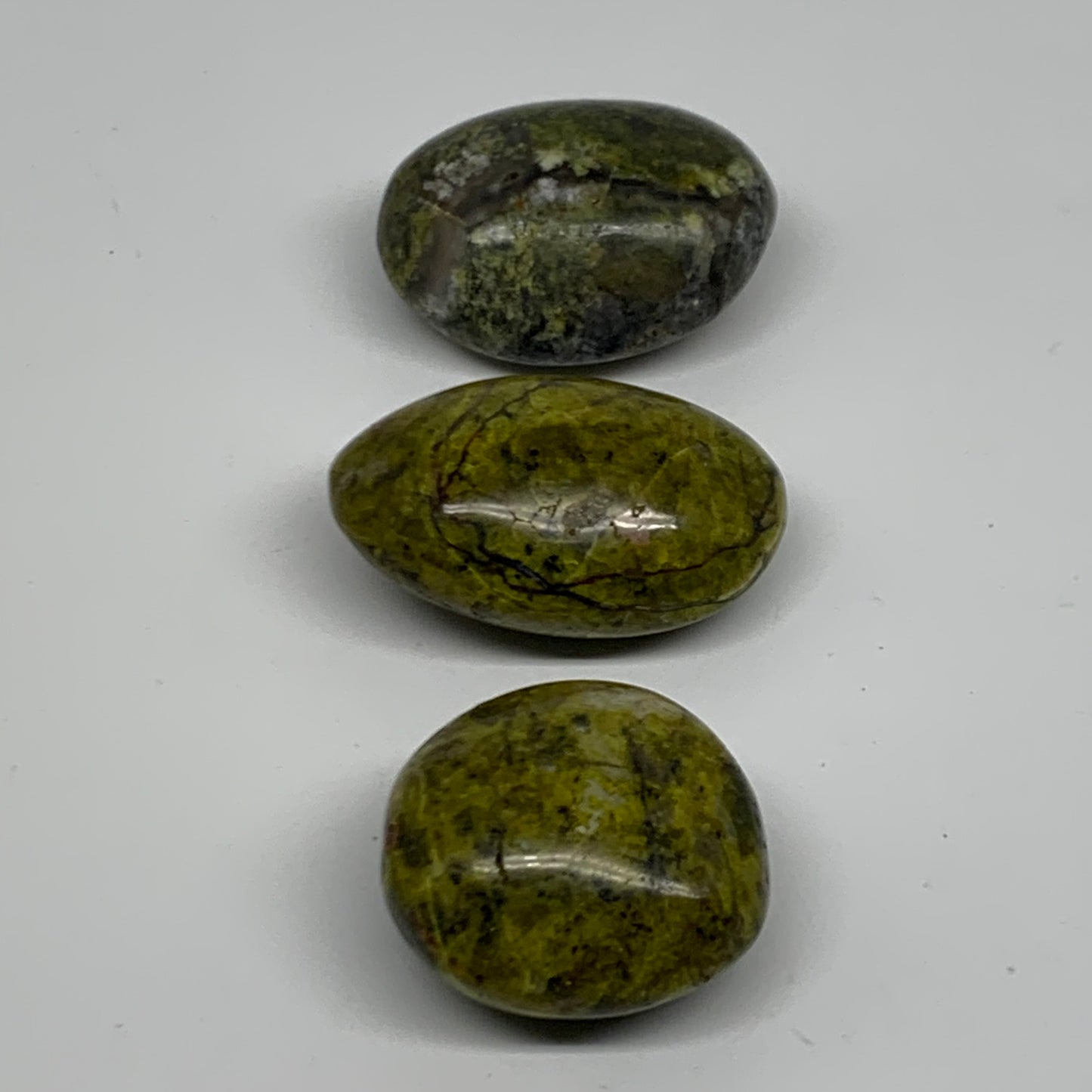 199.9g, 1.7"-2.2", 3pcs, Green Opal Crystal PalmStone Polished Reiki, B38316