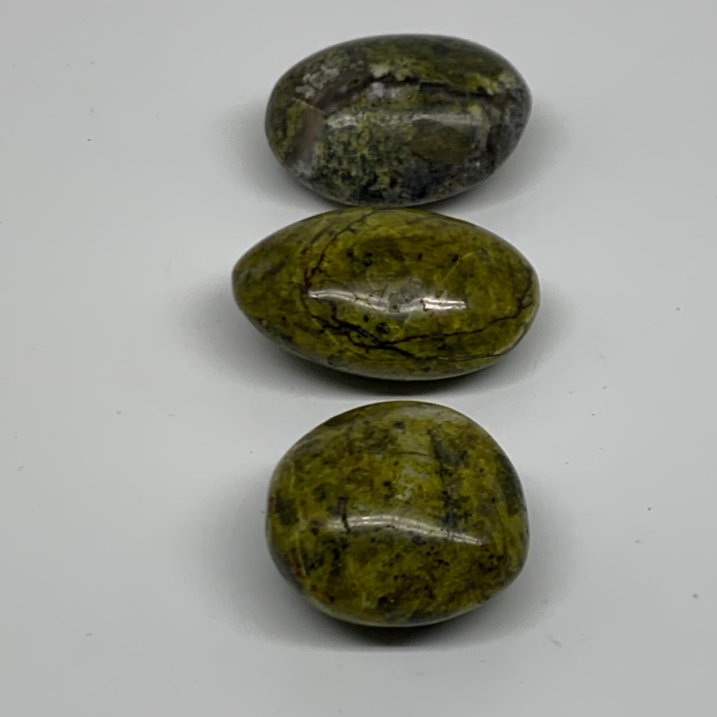 199.9g, 1.7"-2.2", 3pcs, Green Opal Crystal PalmStone Polished Reiki, B38316