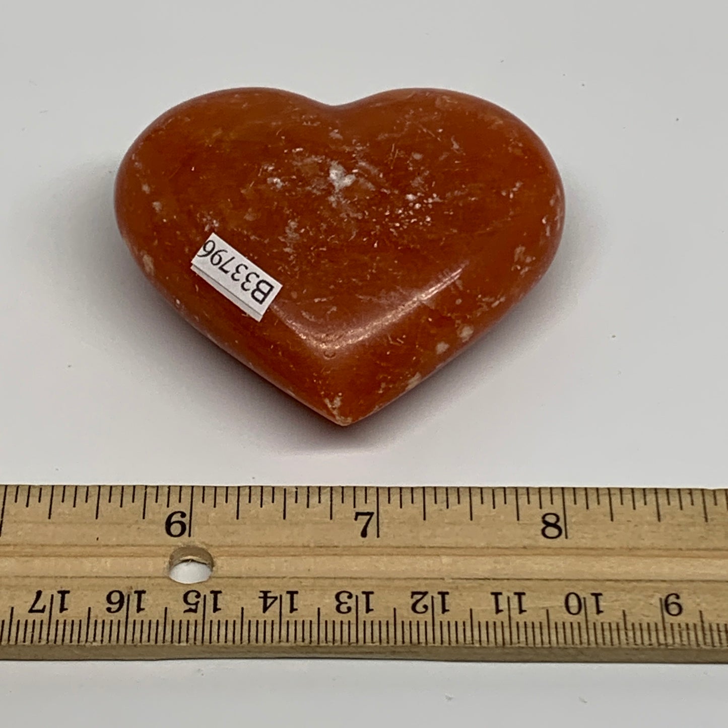 115.8g,2.3"x2.6"x1" Orange Calcite Heart Gemstones from Madagascar, B33796