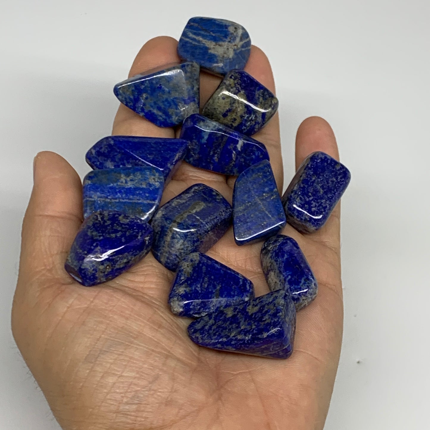 147.7g,0.8"-1.1", 13pcs, Natural Lapis Lazuli Tumbled Stone @Afghanistan, B30255