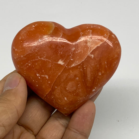 115.8g,2.3"x2.7"x0.9" Orange Calcite Heart Gemstones from Madagascar, B33797