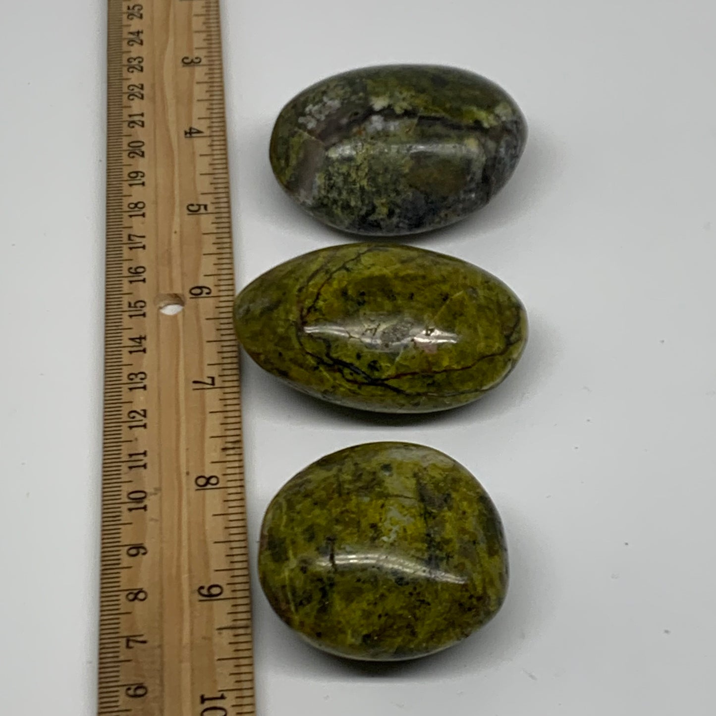 199.9g, 1.7"-2.2", 3pcs, Green Opal Crystal PalmStone Polished Reiki, B38316