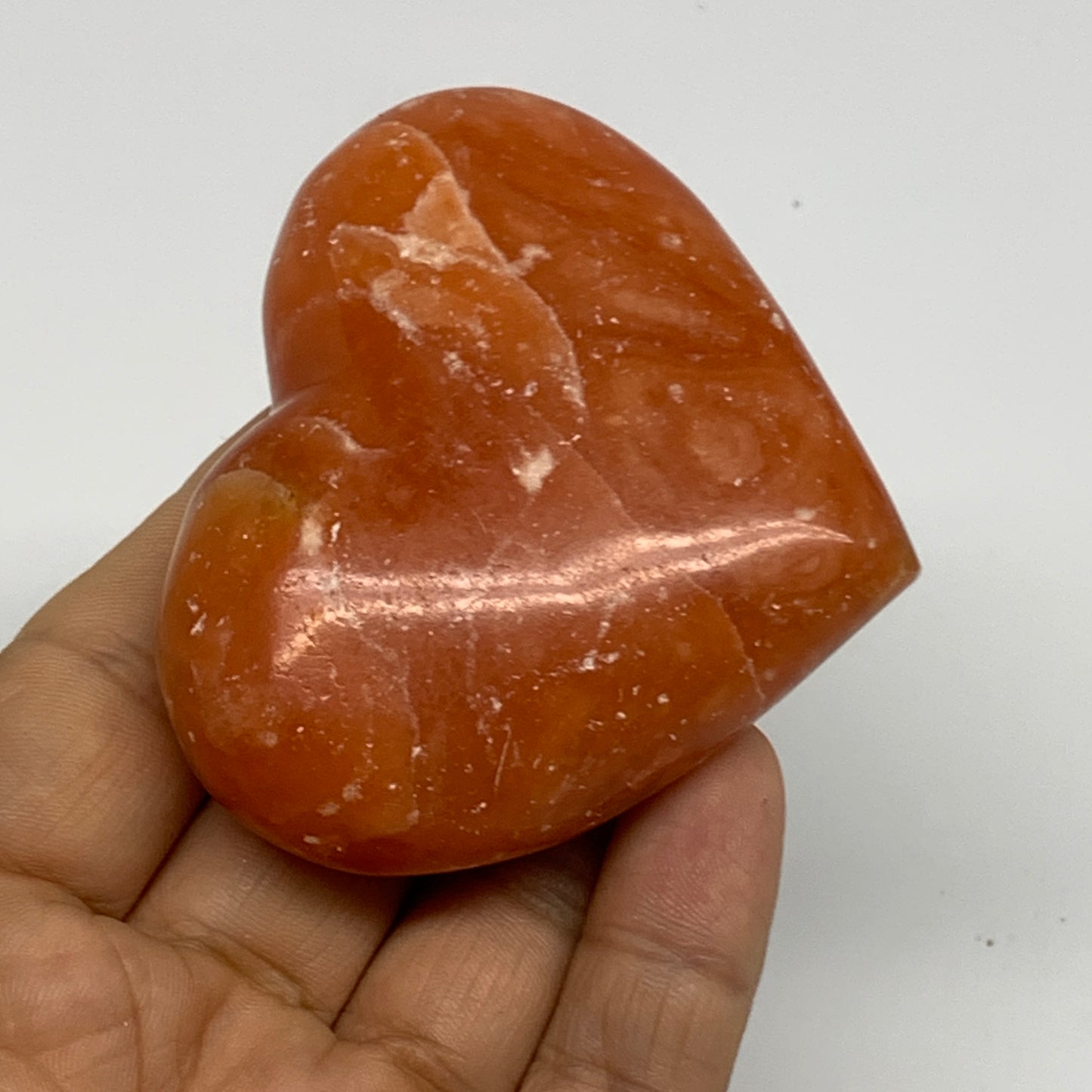 115.8g,2.3"x2.7"x0.9" Orange Calcite Heart Gemstones from Madagascar, B33797