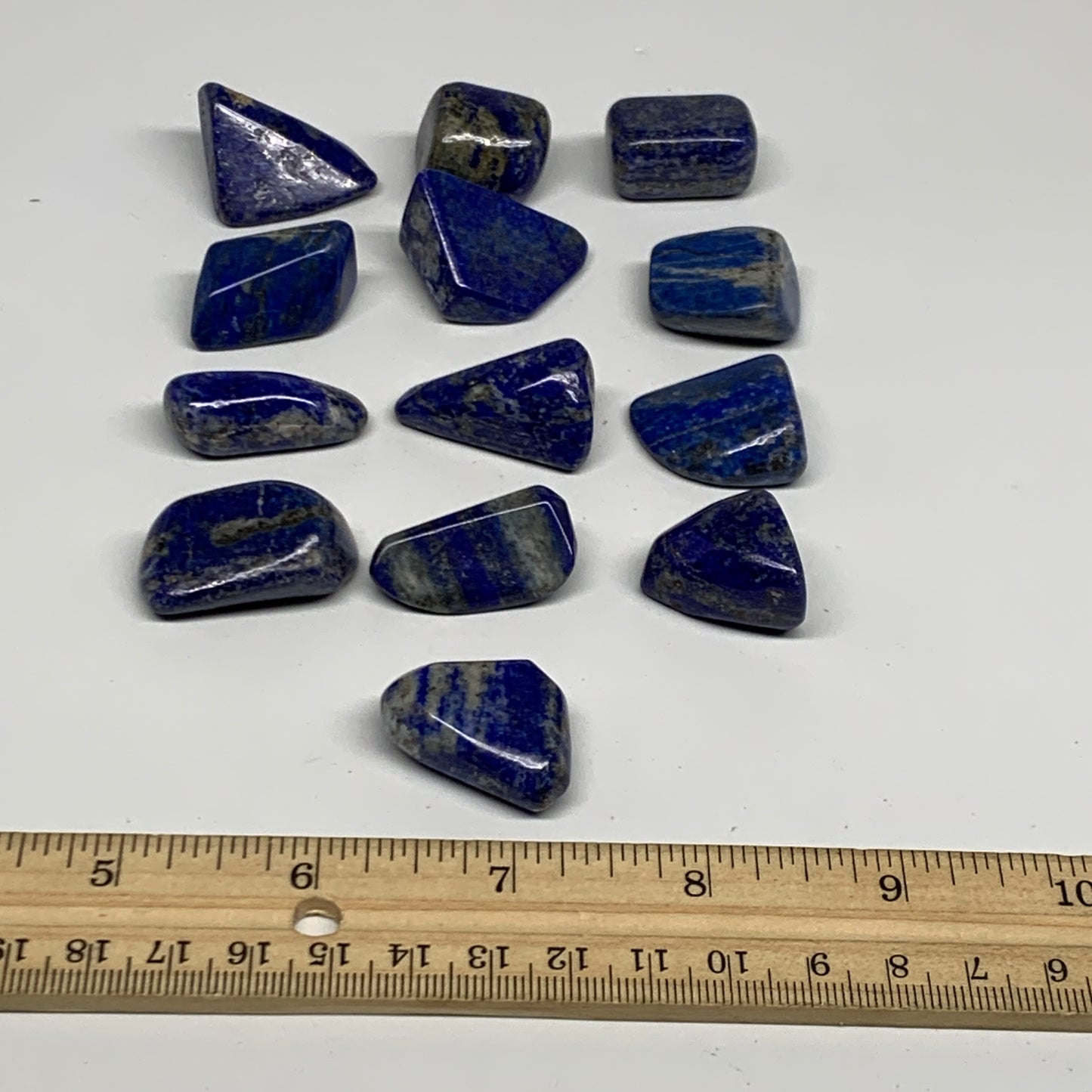 147.7g,0.8"-1.1", 13pcs, Natural Lapis Lazuli Tumbled Stone @Afghanistan, B30255