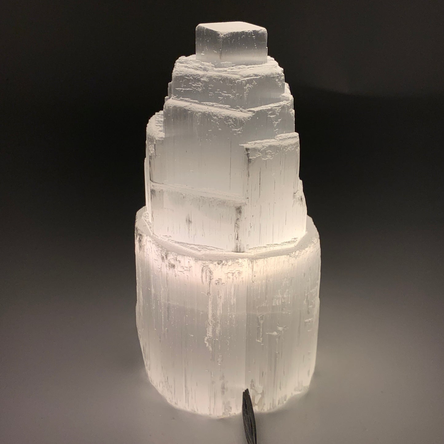 2 lbs, 6"x3", Raw Rough Selenite (Satin Spar) Lamp Tower, 6ft Chord, B35874