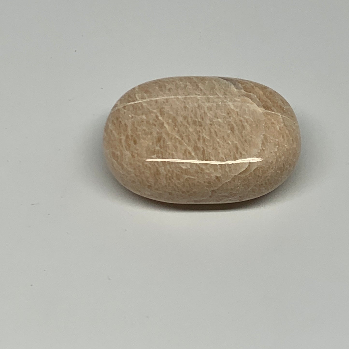 93.1g,2.2"x1.6"x0.9" Peach Moonstone Crystal Palm-Stone Polished Reiki, B27986