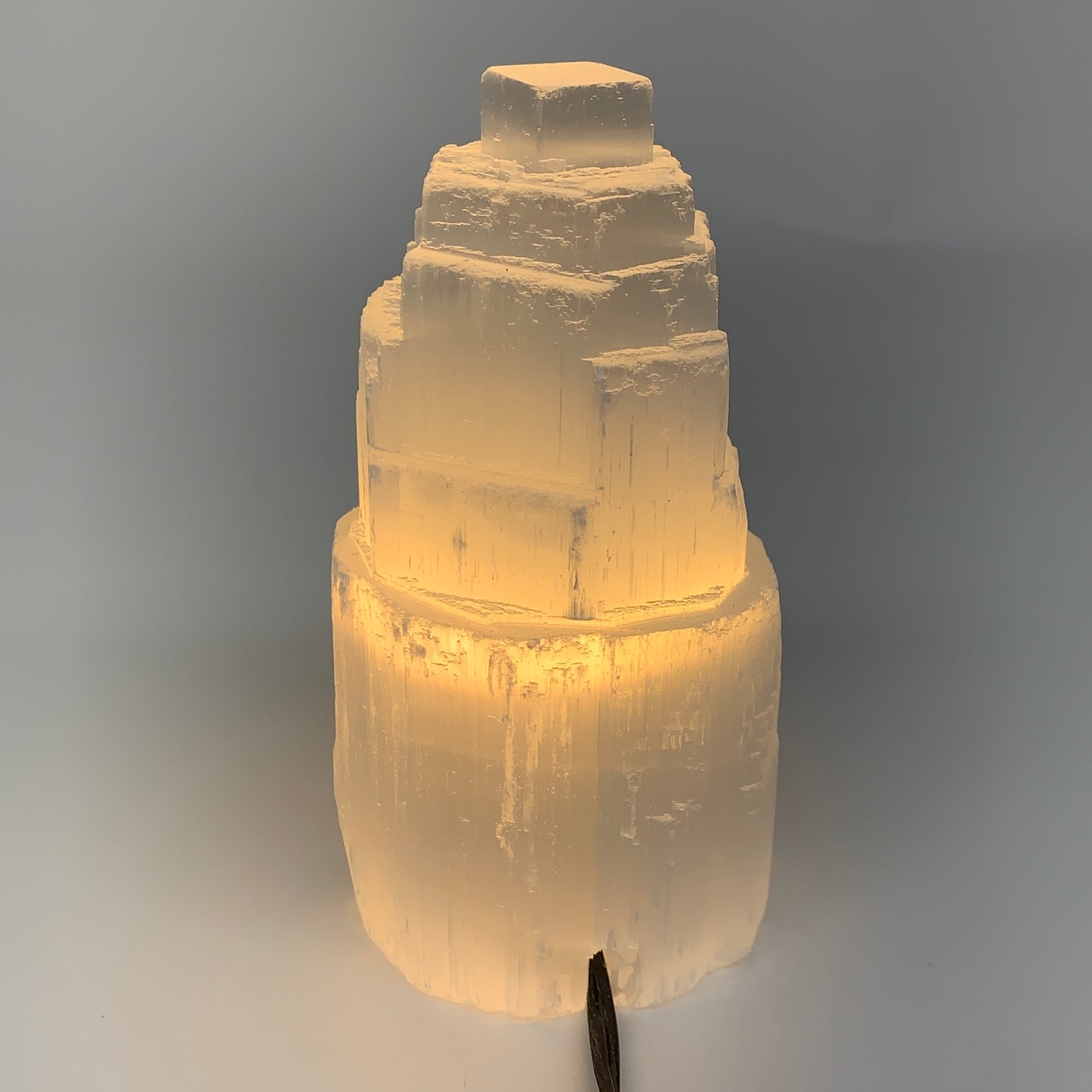 2 lbs, 6"x3", Raw Rough Selenite (Satin Spar) Lamp Tower, 6ft Chord, B35874