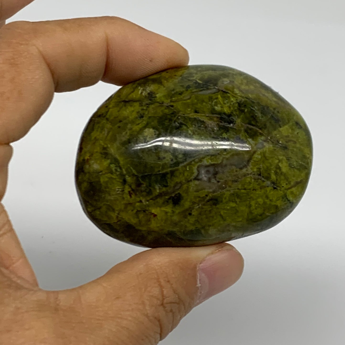 167.1g, 2.1"-2.3", 2pcs, Green Opal Crystal PalmStone Polished Reiki, B38317