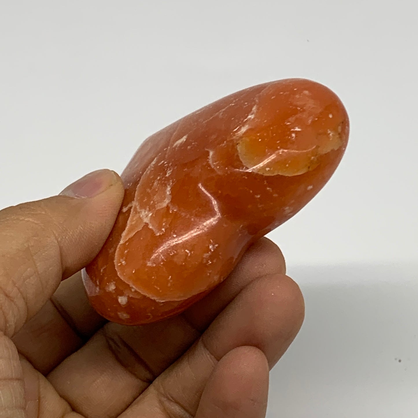 115.8g,2.3"x2.7"x0.9" Orange Calcite Heart Gemstones from Madagascar, B33797