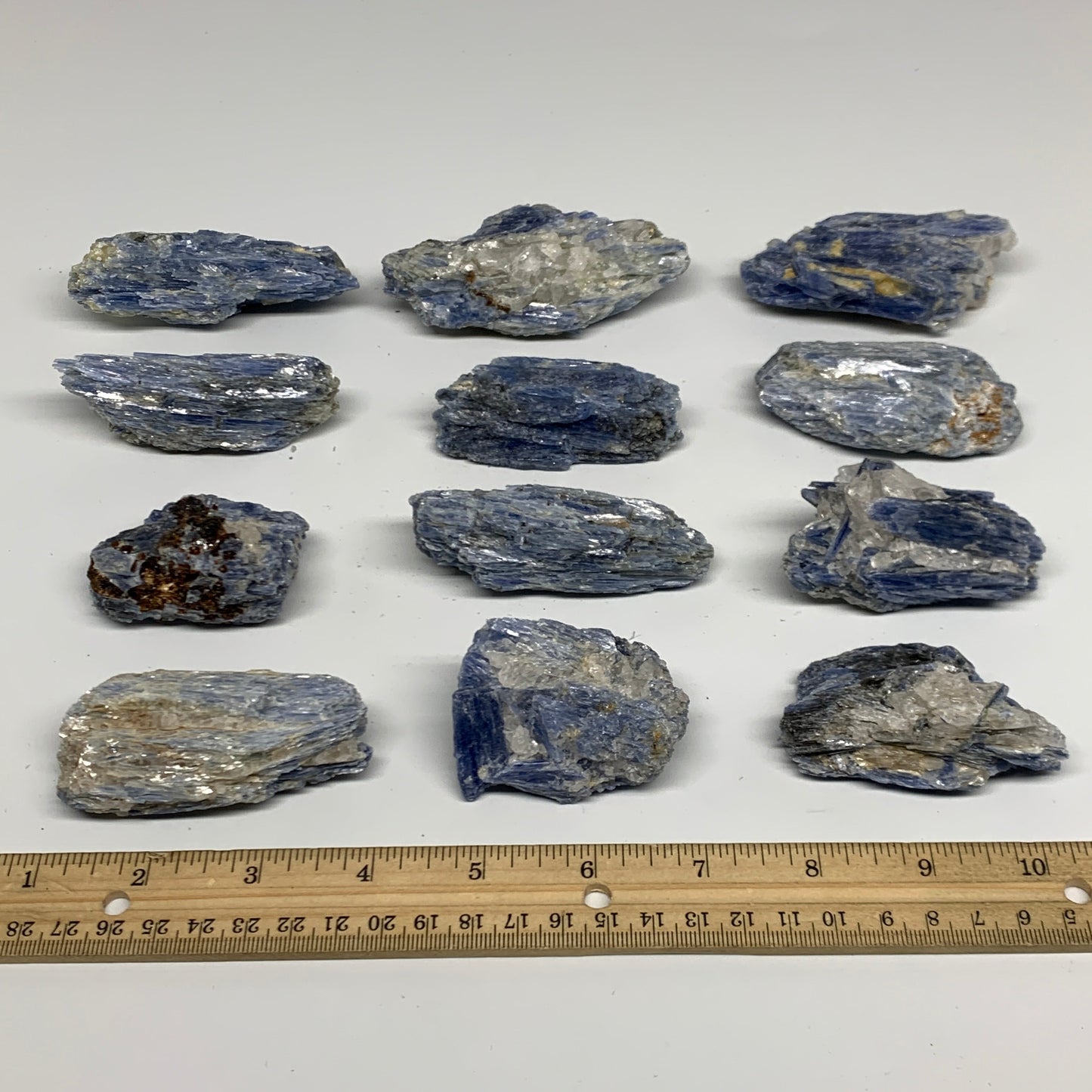 2.2 lbs, 2,2"-3.7", 12pcs, Rough Blue Kyanite Crystal Minerals Specimens,B33115