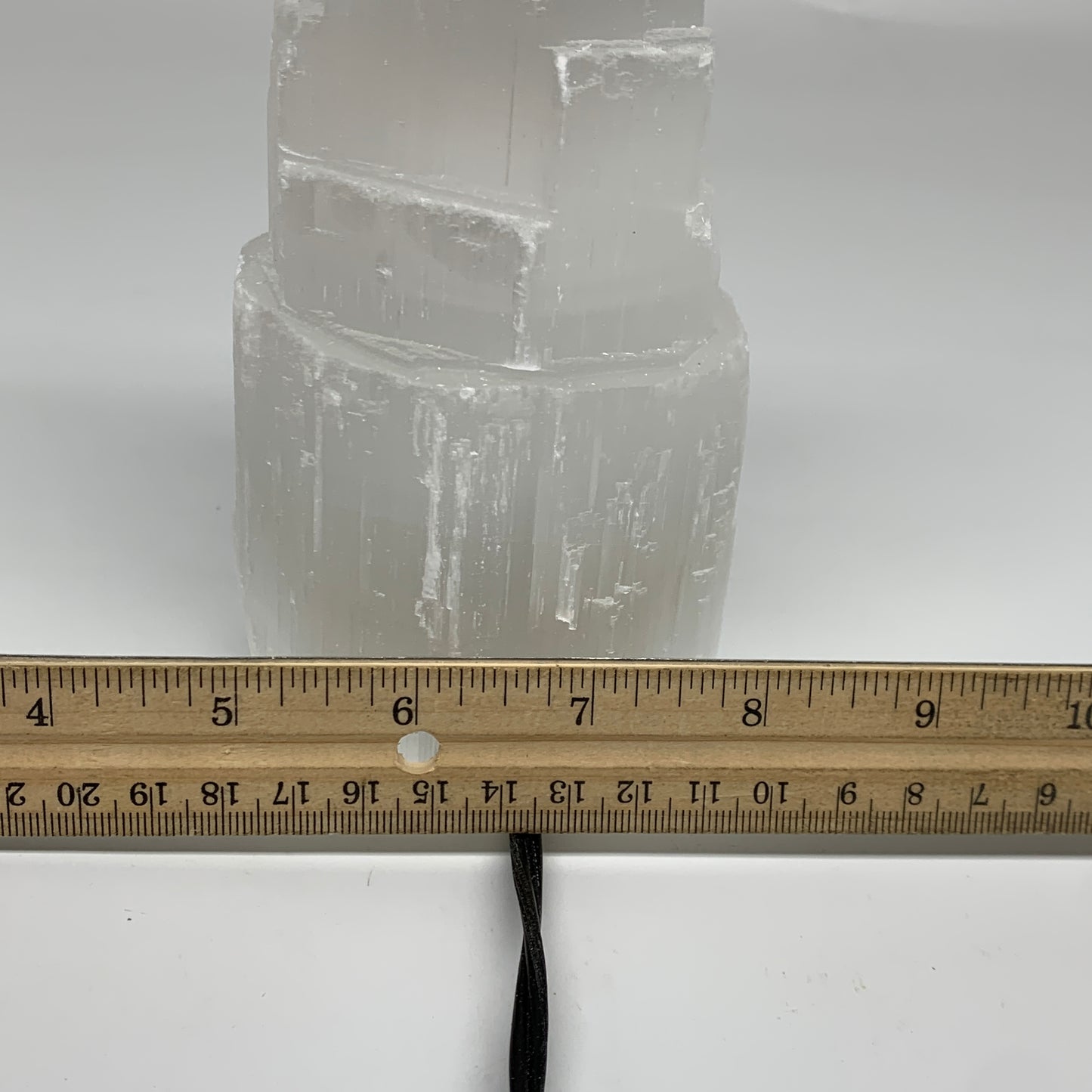2 lbs, 6"x3", Raw Rough Selenite (Satin Spar) Lamp Tower, 6ft Chord, B35874