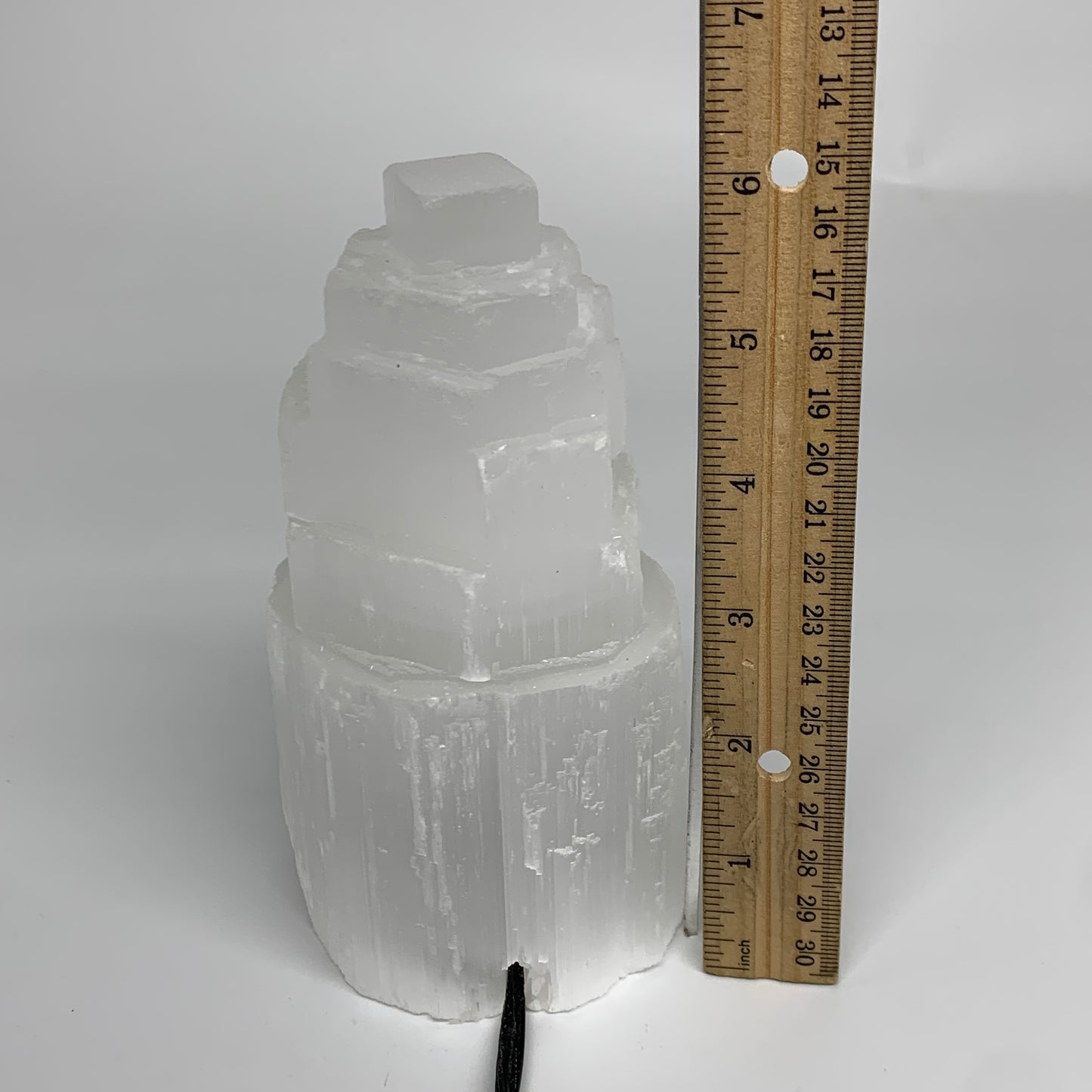 2 lbs, 6"x3", Raw Rough Selenite (Satin Spar) Lamp Tower, 6ft Chord, B35874