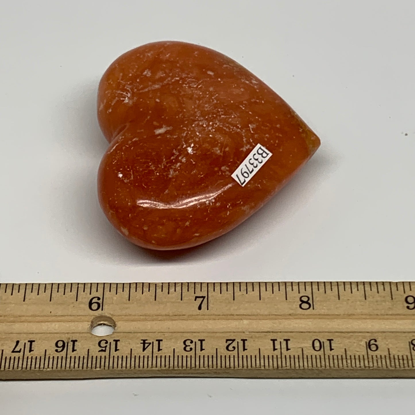 115.8g,2.3"x2.7"x0.9" Orange Calcite Heart Gemstones from Madagascar, B33797