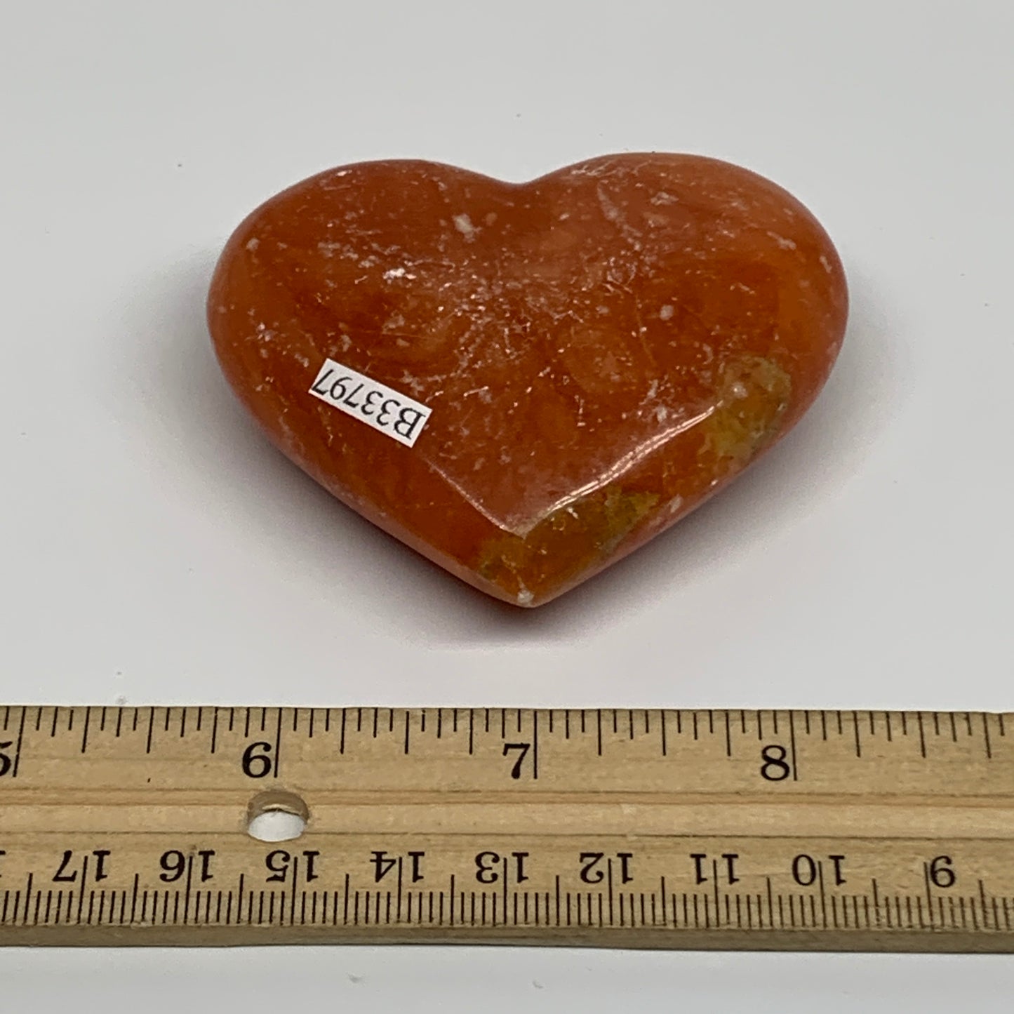 115.8g,2.3"x2.7"x0.9" Orange Calcite Heart Gemstones from Madagascar, B33797