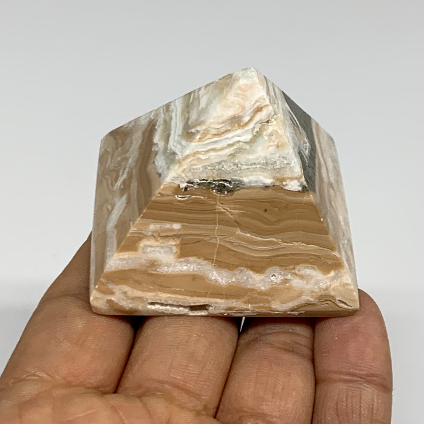 114g, 1.6"x2"x1.9", Caribbean Calcite Pyramid Gemstone, Crystal, B31794