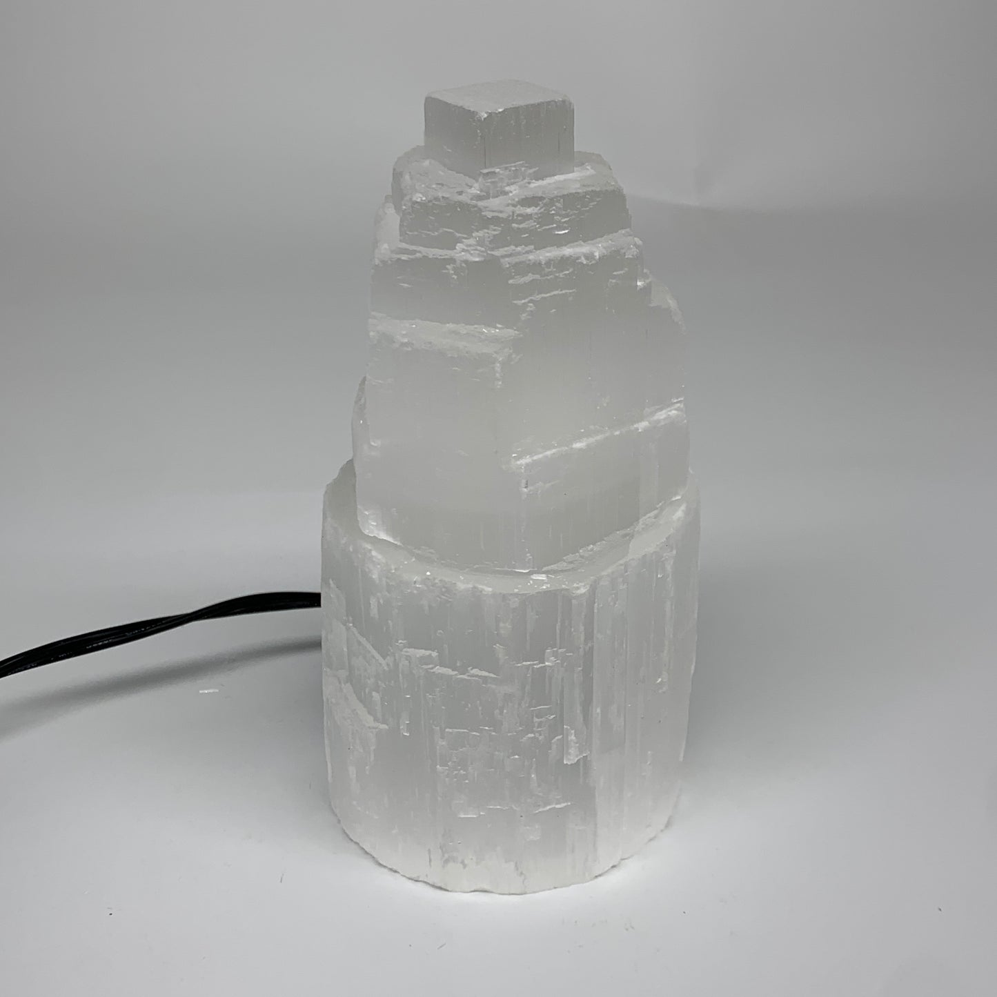 2 lbs, 6"x3", Raw Rough Selenite (Satin Spar) Lamp Tower, 6ft Chord, B35874