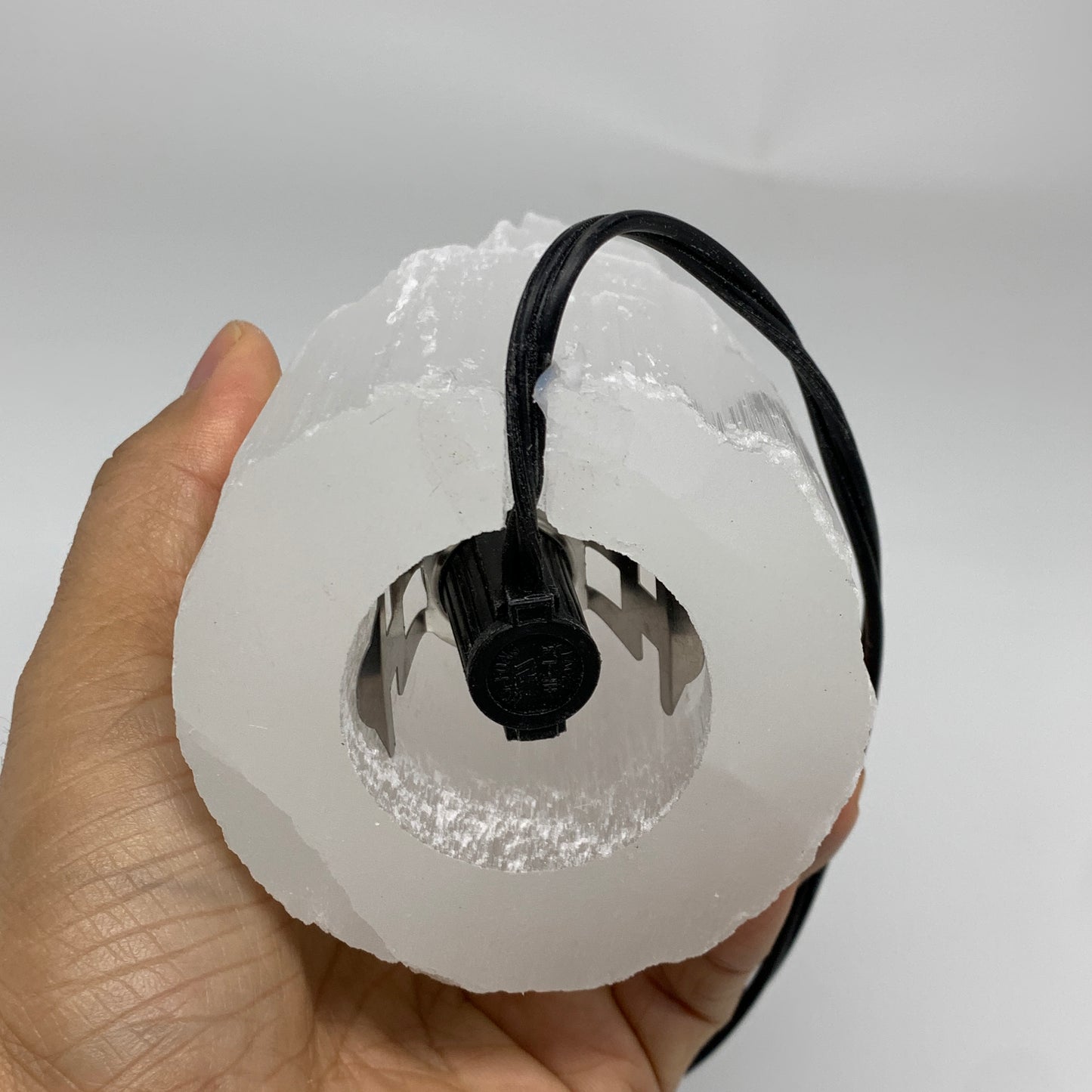 2 lbs, 6"x3", Raw Rough Selenite (Satin Spar) Lamp Tower, 6ft Chord, B35874