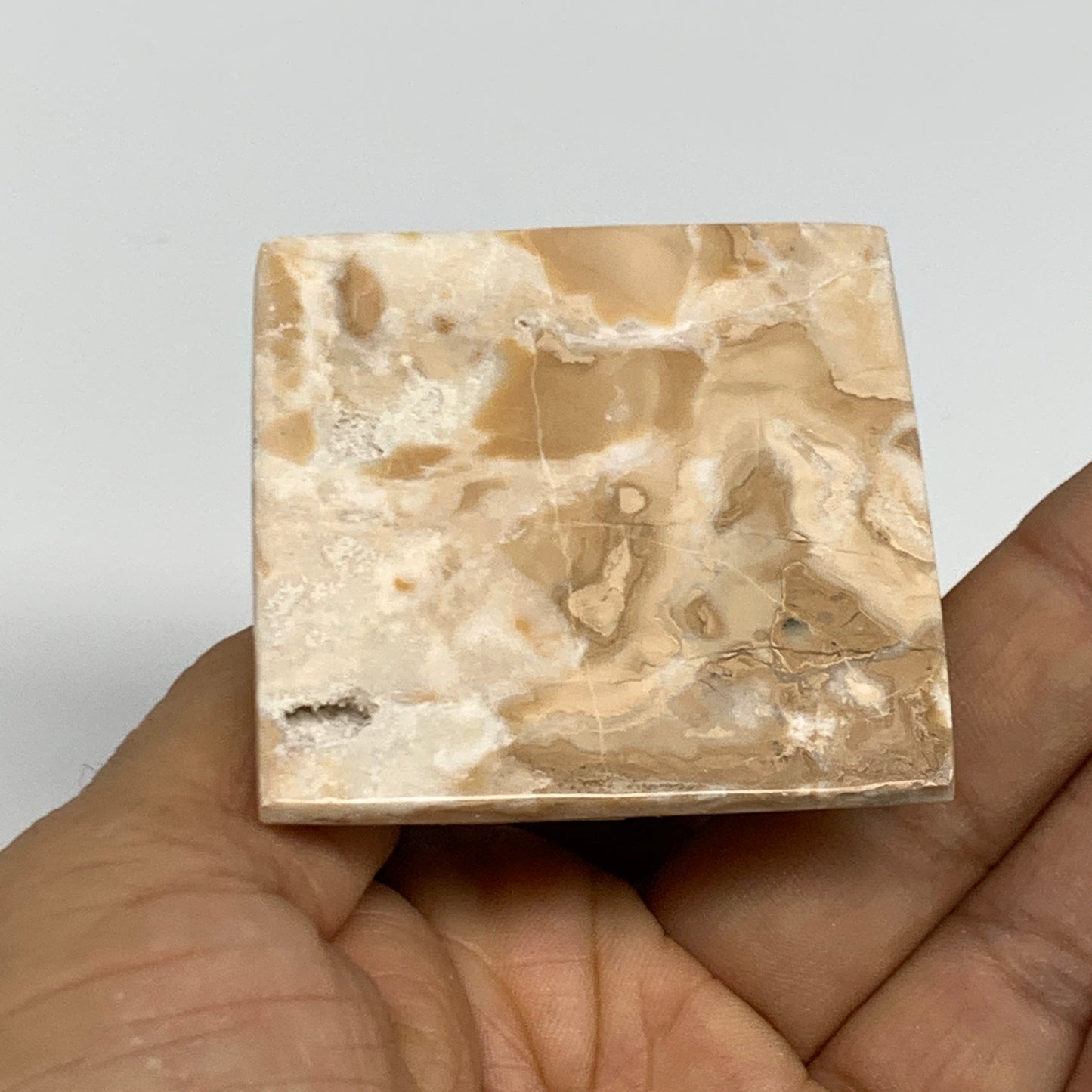 114g, 1.6"x2"x1.9", Caribbean Calcite Pyramid Gemstone, Crystal, B31794