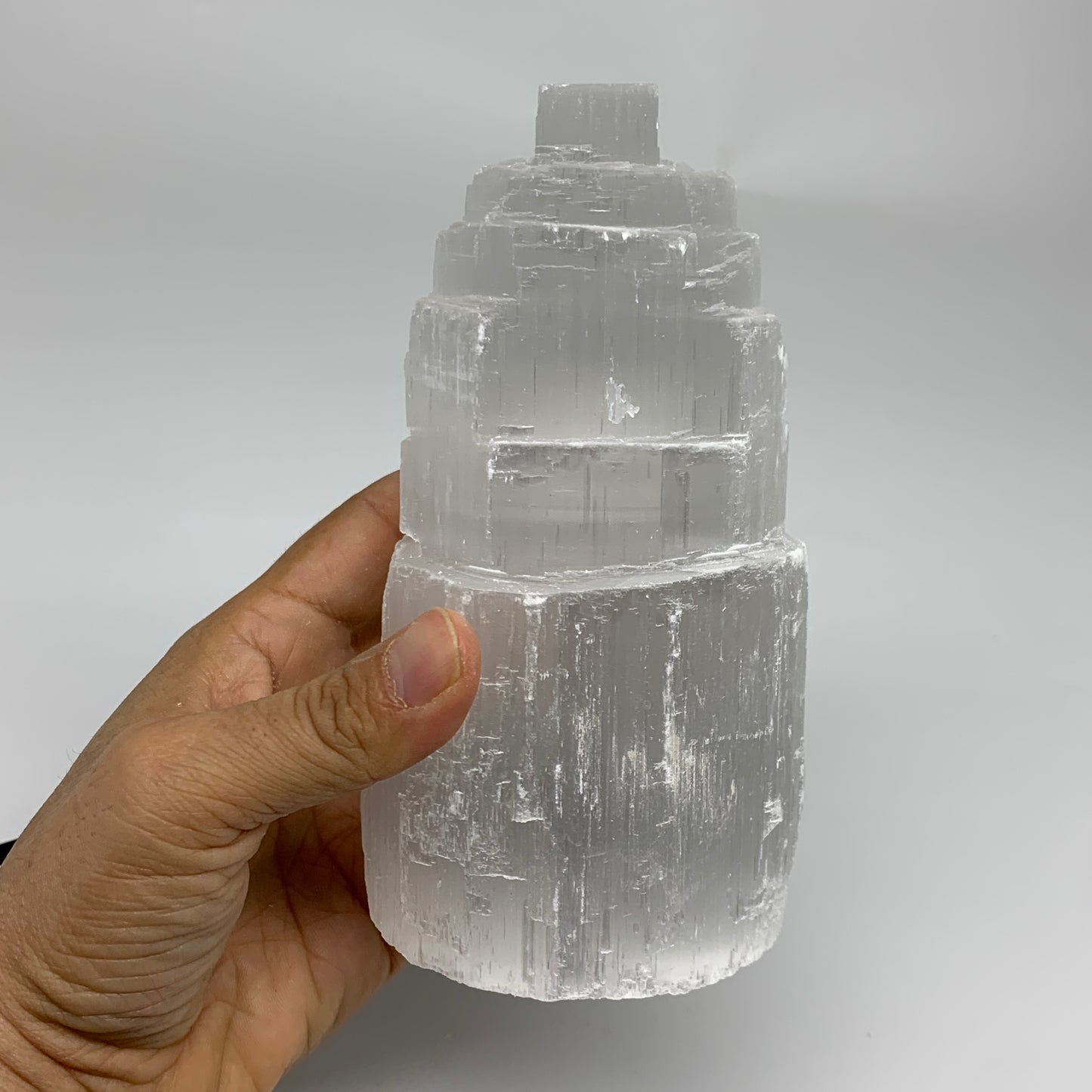 2 lbs, 6"x3", Raw Rough Selenite (Satin Spar) Lamp Tower, 6ft Chord, B35874