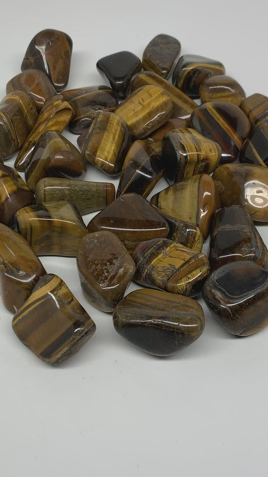 2.2 Lbs, 1"-2", 36pc, Tiger's Eye Tumbled Polished Wholesale , B37085