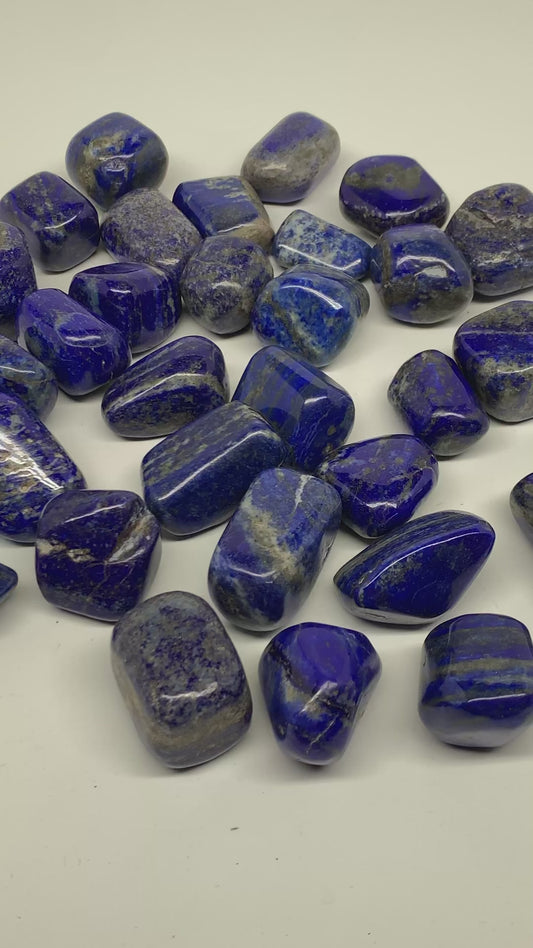2.2 lb, 1"-1.7",31 pcs, Lapis Lazuli Tumbled Stone Polished, B36977