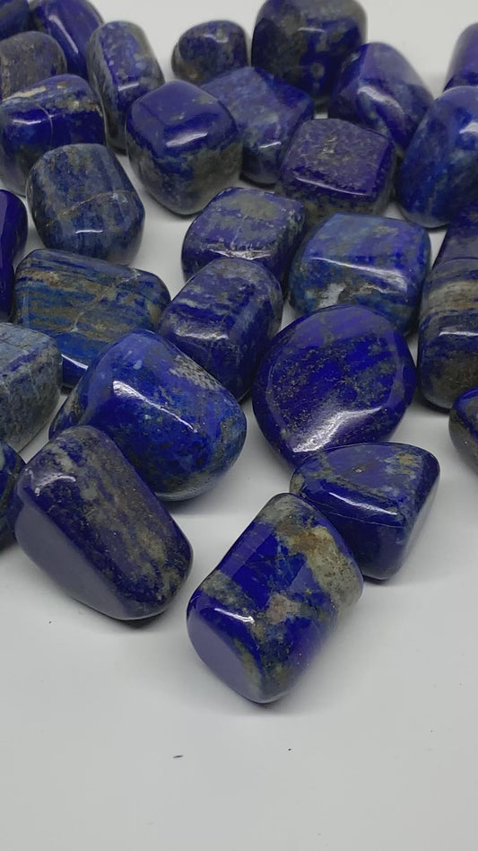 2.2 lb, 0.8"-1.6", 35 pcs, Lapis Lazuli Tumbled Stone Polished, B36972