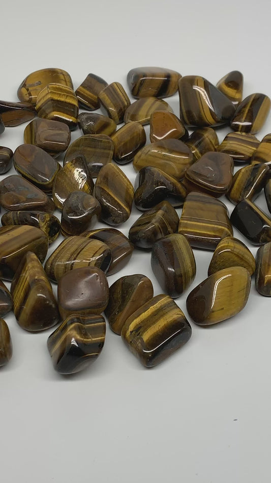 2.2 Lbs, 0.9"-1.8", 56pc, Tiger's Eye Tumbled Polished Wholesale , B37082