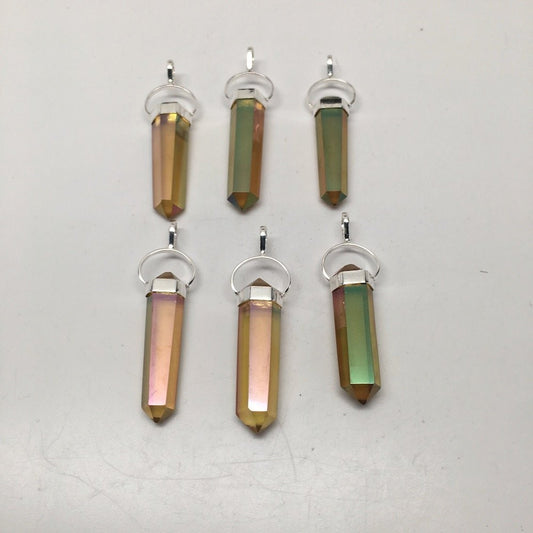 1pc, Moss Green Twan Point Pendant Sterling Silver Handmade @Brazil, P001,Bp385 - watangem.com