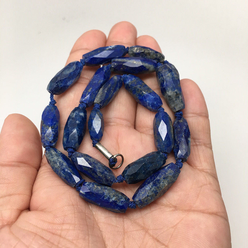 37.3 Grams 100% NATURAL Faceted Lapis Lazuli Beads Strand from Afghanistan, FB11 - watangem.com