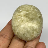 86g,2"x1.6"x1", Natural Yellow Calcite Palm-Stone Crystal Polished Reiki, B16843