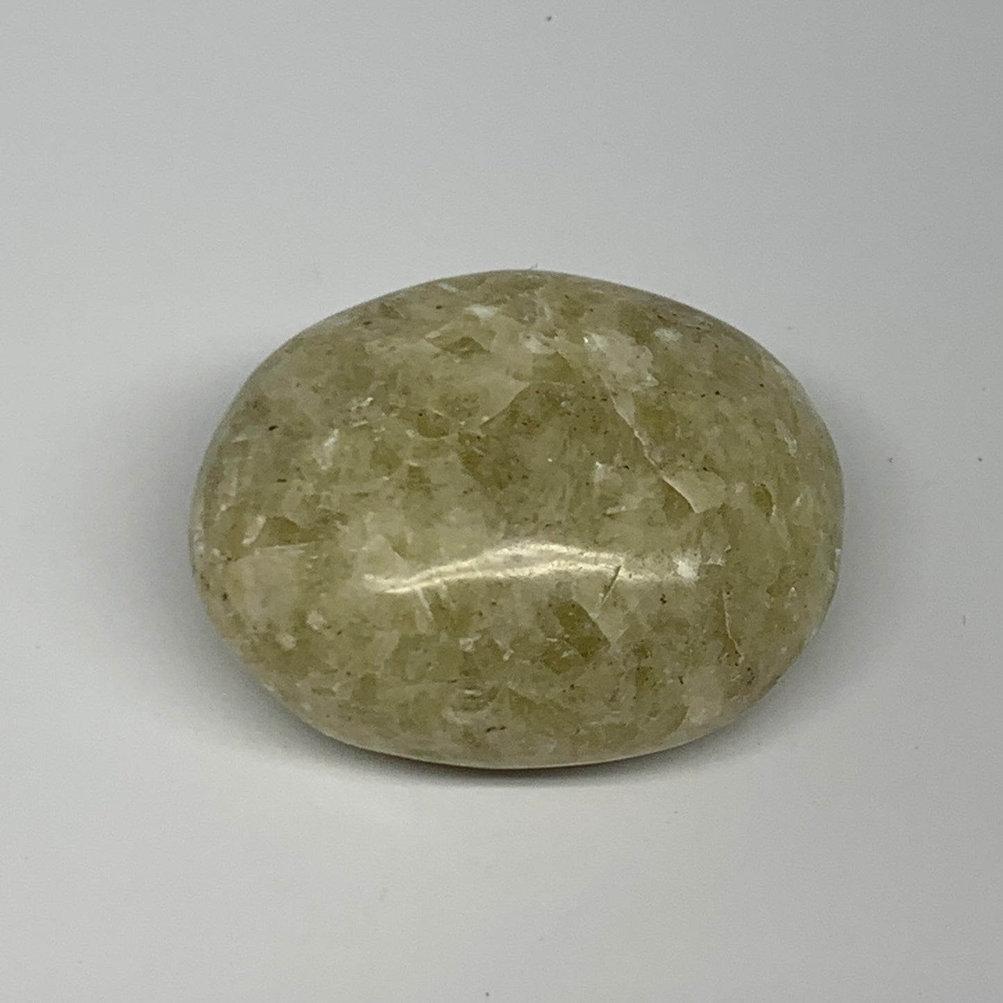 86g,2"x1.6"x1", Natural Yellow Calcite Palm-Stone Crystal Polished Reiki, B16843