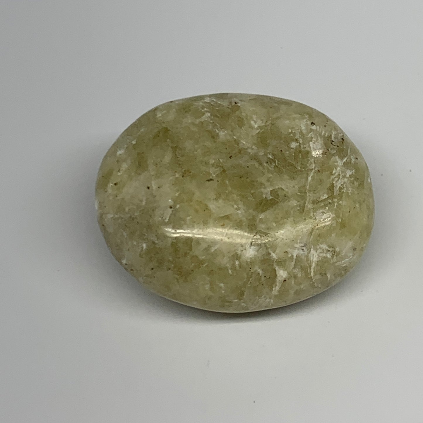 86g,2"x1.6"x1", Natural Yellow Calcite Palm-Stone Crystal Polished Reiki, B16843